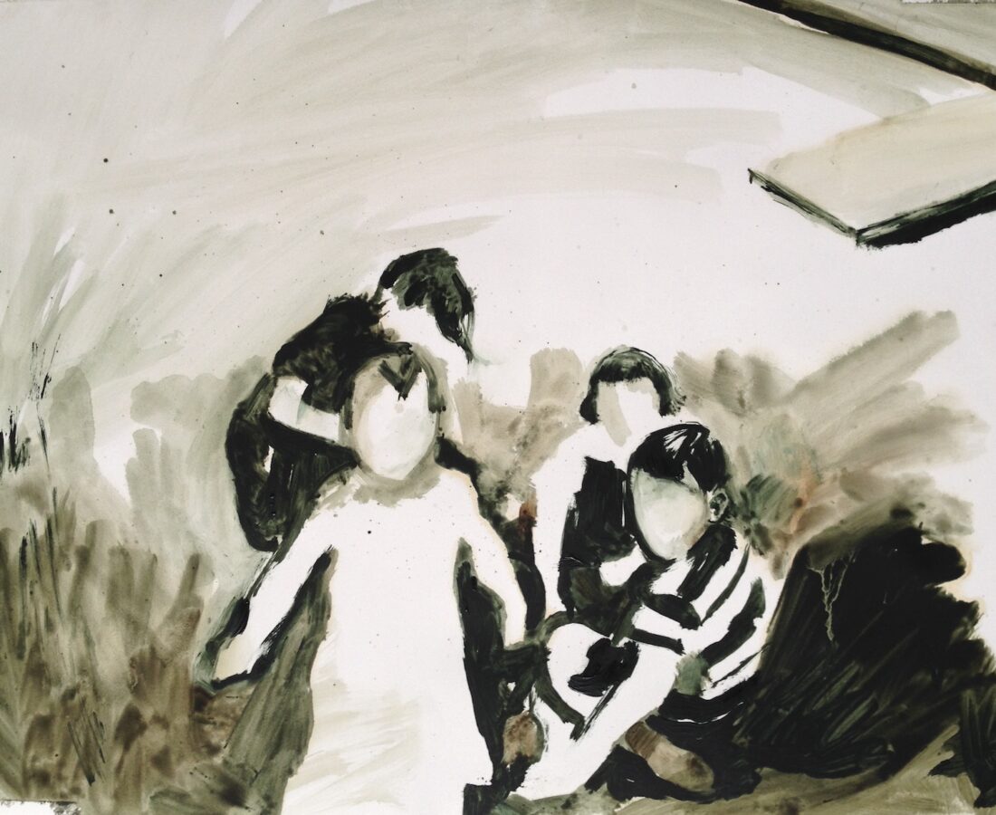 4enfants_grand Quatre enfants, huile sur papier, 23 x 28 cm (9 x 11 po), 2014